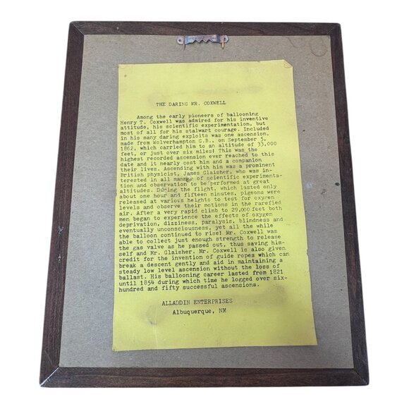 Vintage Hot Air Balloon Wall Art Albequerque Festival Souvenir Wooden Frame 9x11 - Picture 2 of 5